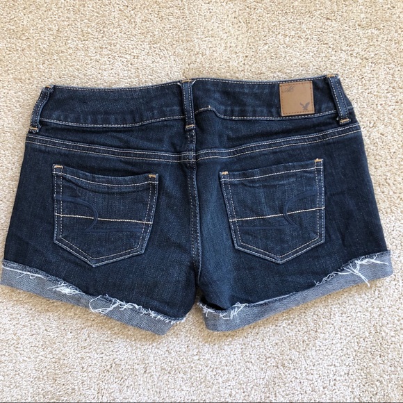 American Eagle | Dark Wash Midi Cutoff Jean Shorts - Picture 2 of 5